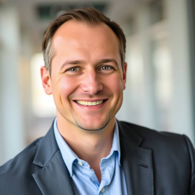 A professional headshot of Dimitri Volkov, the co-founder and lead developer of Aurora Creative. He is smiling warmly.