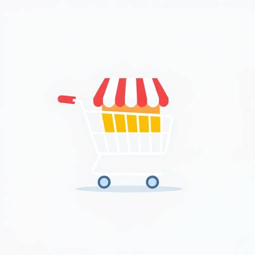 Icon depicting e-commerce, showing a shopping cart and online store elements.