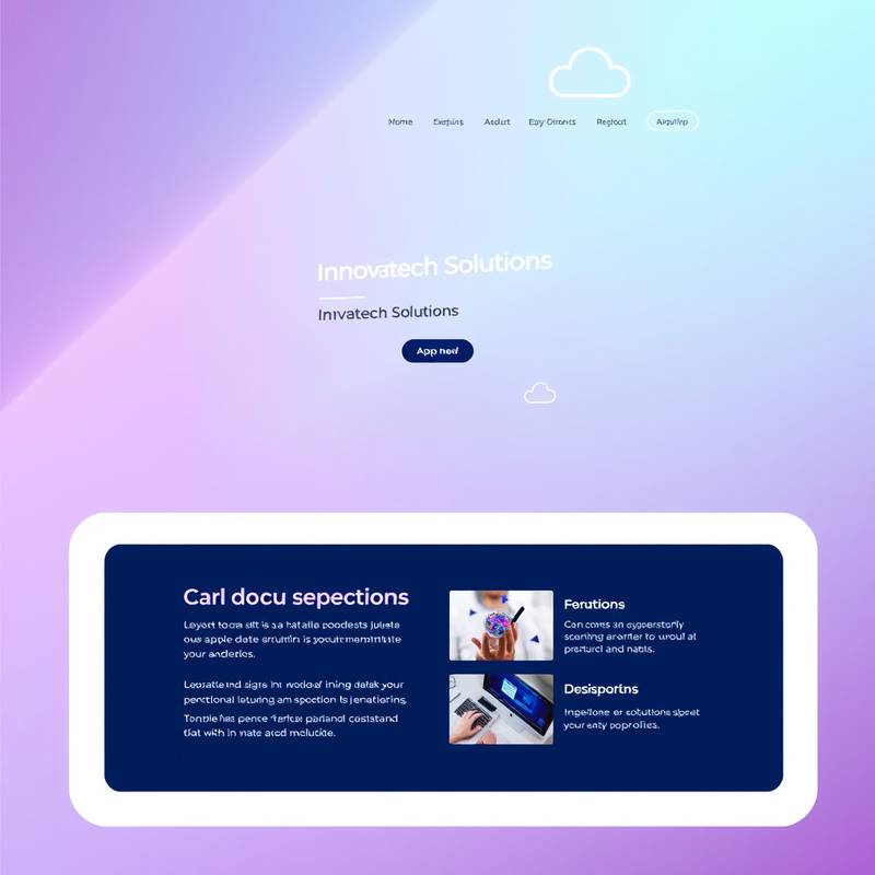 Screenshot of a modern and minimalist website design for 'Innovatech Solutions', a tech startup, featuring clean lines and a vibrant color palette.